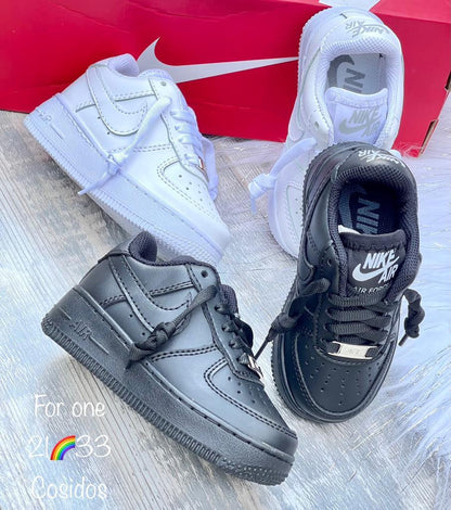 zapatillas tenis force one blanco y negro