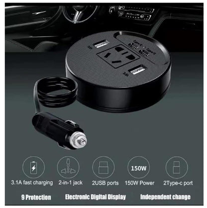 Cargador de Carro 4 en 1 — 3 USB + Tipo C de Carga Rápida