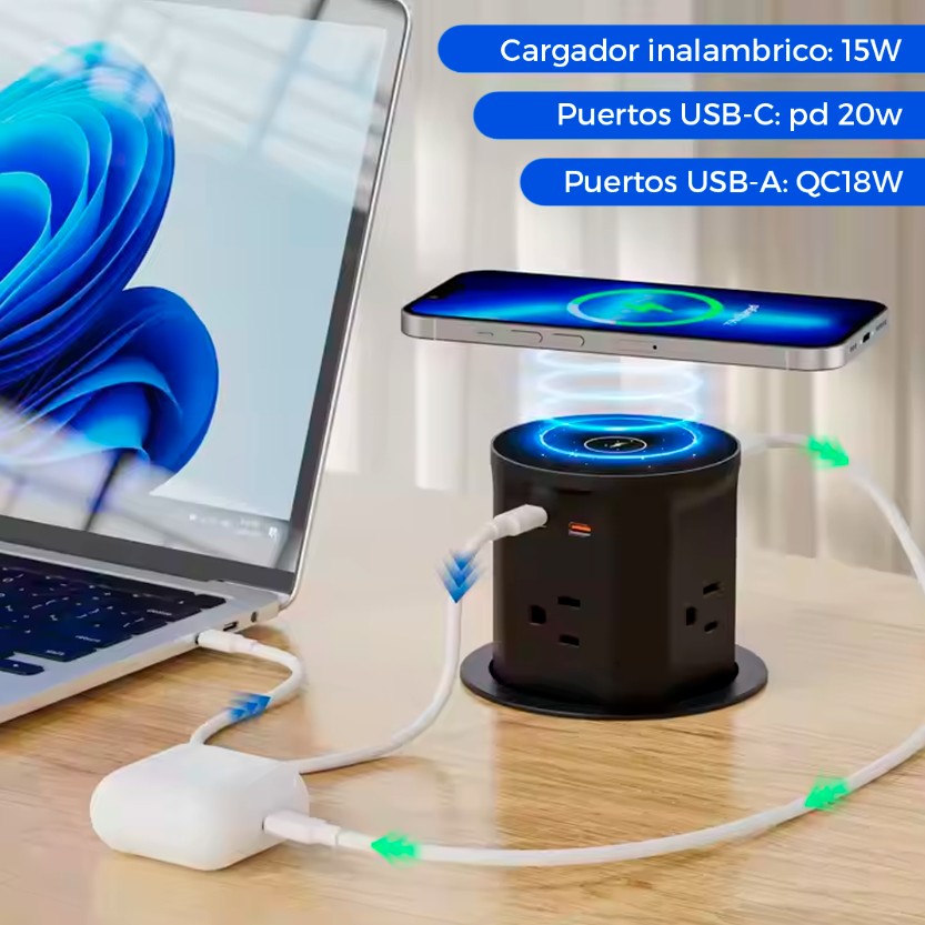 Estación de Carga Inteligente Pop Up — Organiza y Carga Todo desde un Solo Punto